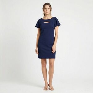 Laundry by Shelli Segal Women Dress 8 Navy Blue Cutout Shift